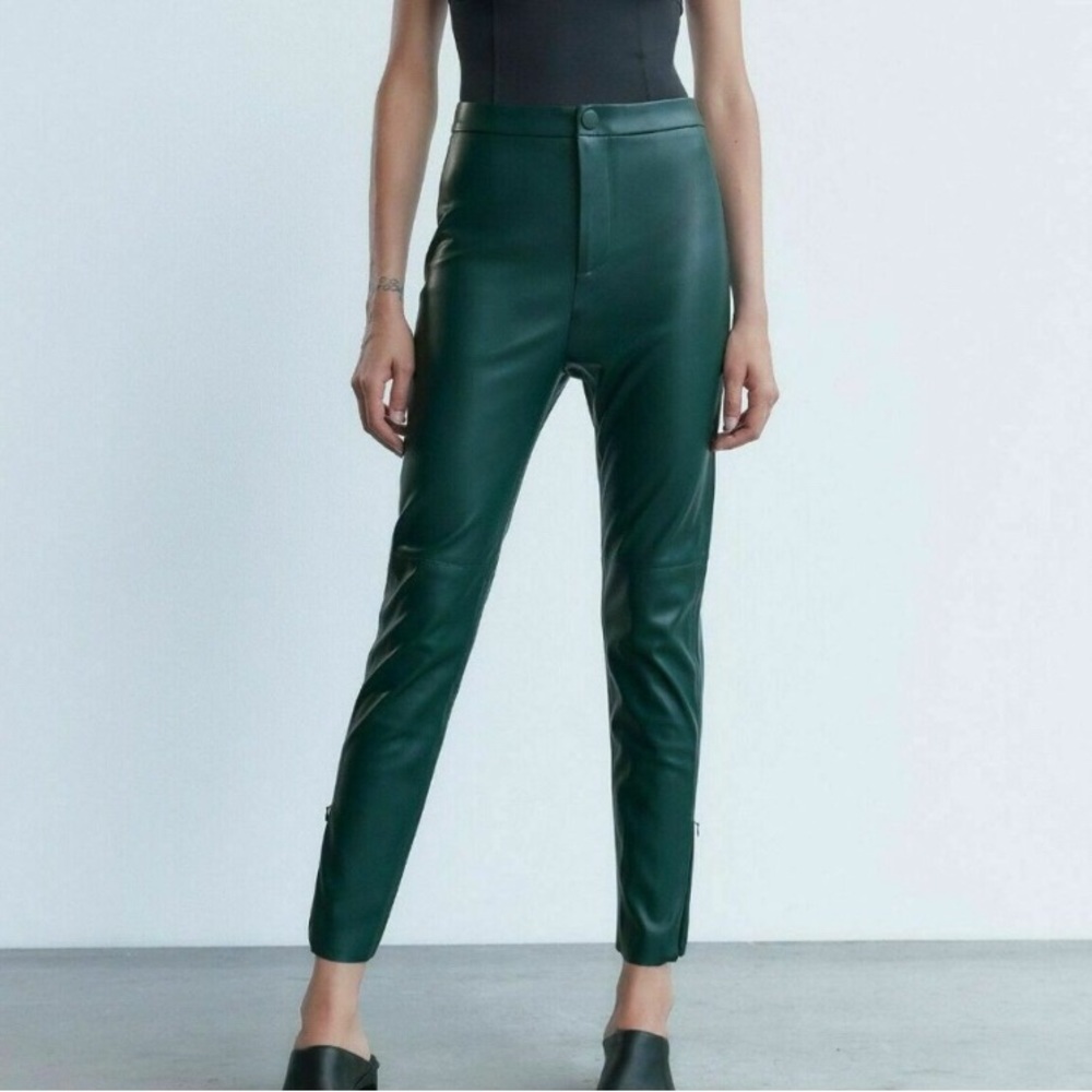 Zara Petroleum Blue / Green Faux Leather Leggings / Tights